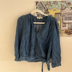 Madewell Chambray Wrap Top – Medium